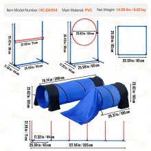 Zestaw treningowy VEVOR Agility dla psów 7-częściowy zestaw przez płotki, 2x obręcz do skakania w tunelu