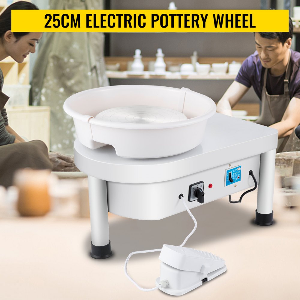 VEVOR Ceramic Wheel Machine 280W Electric Pottery 25cm Ceramic Wheel Machine 220V Wheel Machine DIY Adjustable Feet with Sculpting Set Electric Pottery Wheel Machine with Foot Pedal and Sink