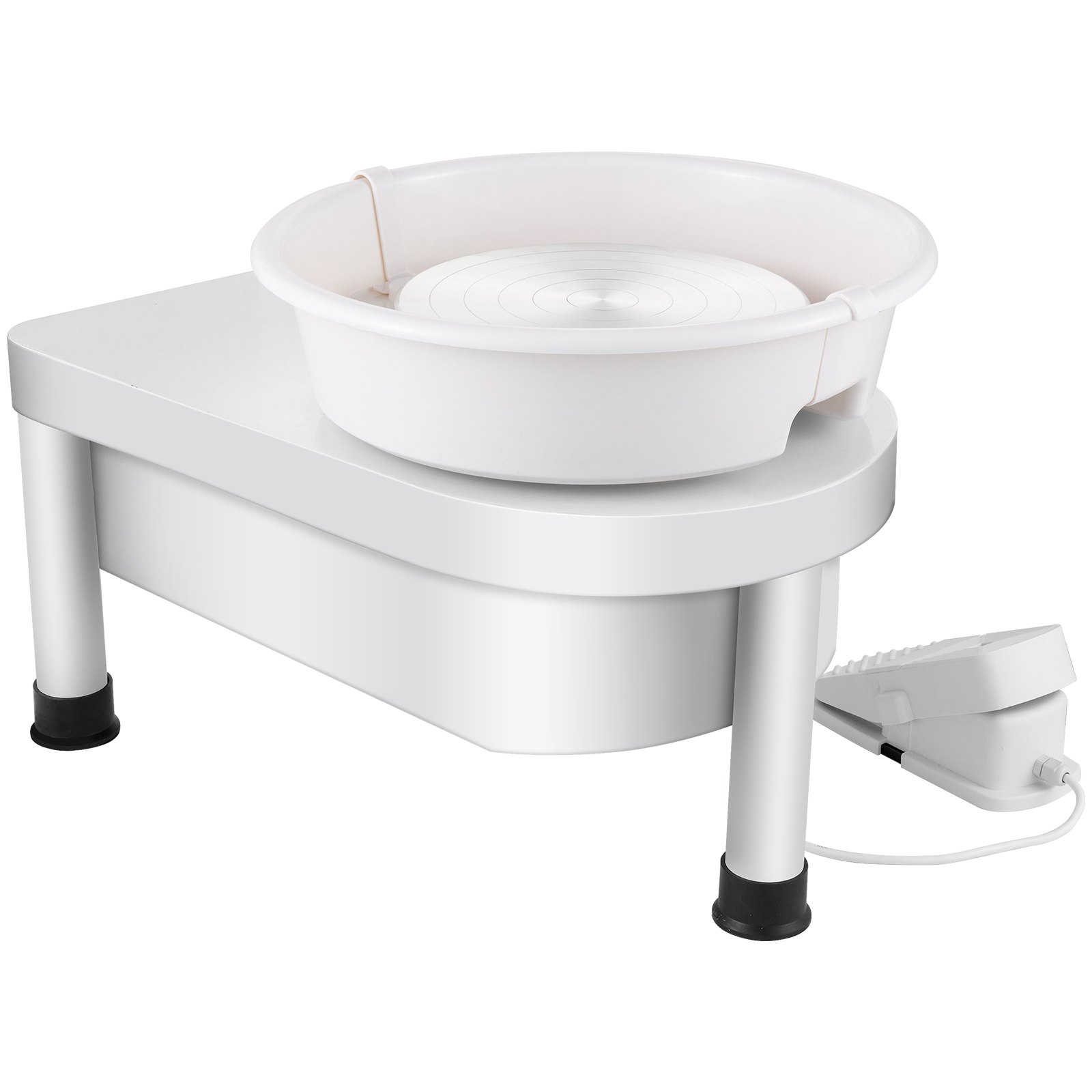 VEVOR Ceramic Wheel Machine 280 W Elektryczna maszyna do ceramiki 25 cm Ceramic Wheel Machine 220 V Maszyna do samodzielnego montażu Regulowane nóżki z zestawem do rzeźbienia Elektryczna maszyna do ceramiki z pedałami i zlewem