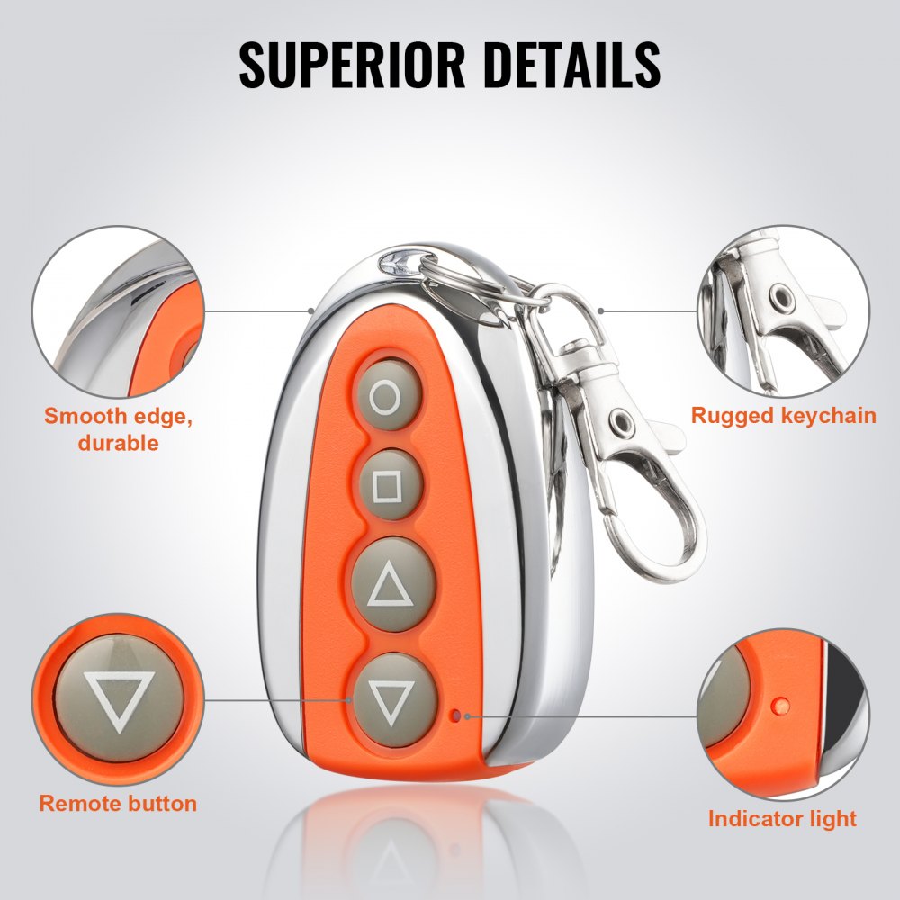 Pilot do bramy przesuwnej VEVOR, zasięg 40 m, 4 przyciski, automatyczny pilot do otwierania drzwi garażowych, system elektrycznego otwierania bramy wjazdowej (bateria nie jest dołączona)