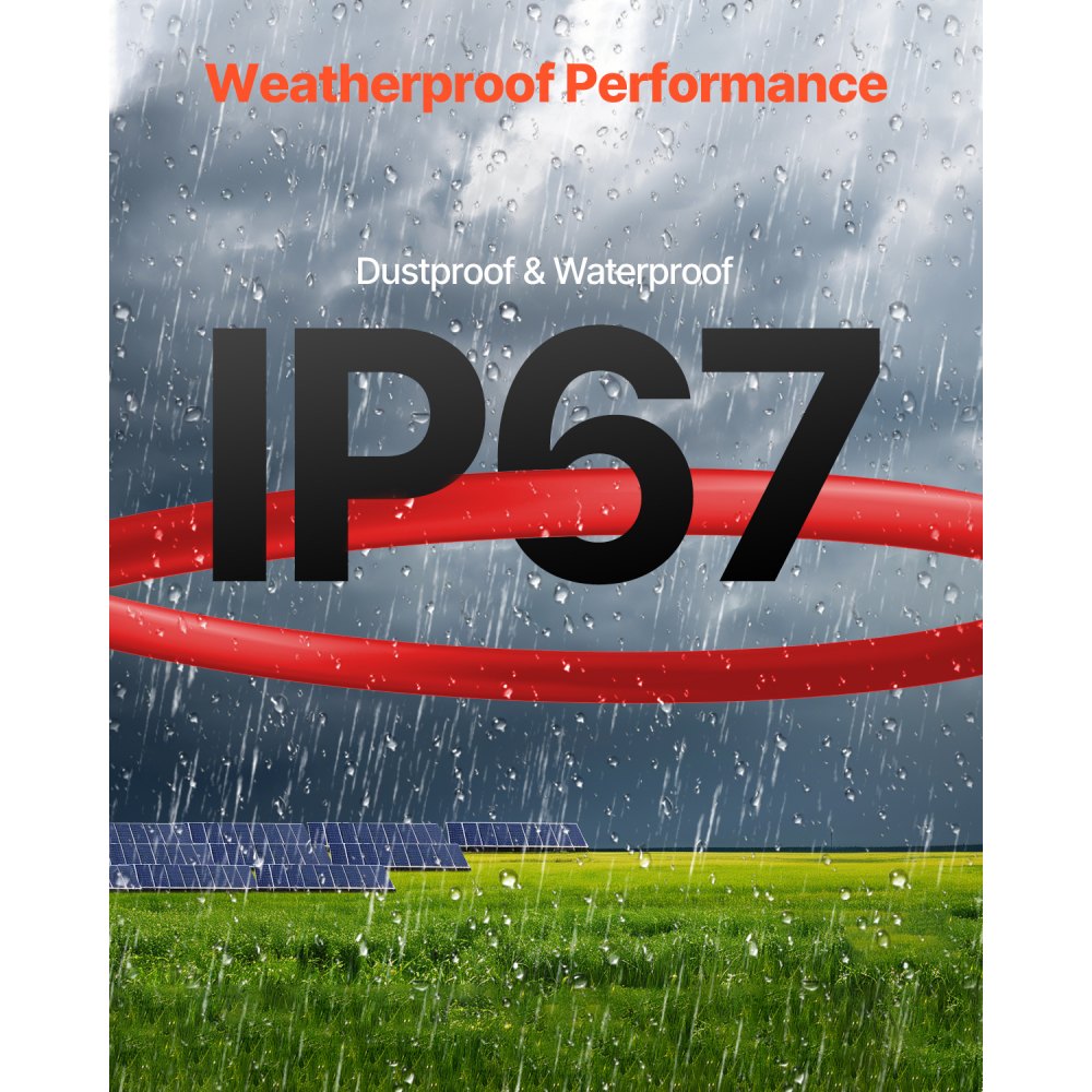 VEVOR 30,48m Kabel solarny Przedłużacz do paneli słonecznych 6mm²/10AWG IP67 Kabel PV czerwony