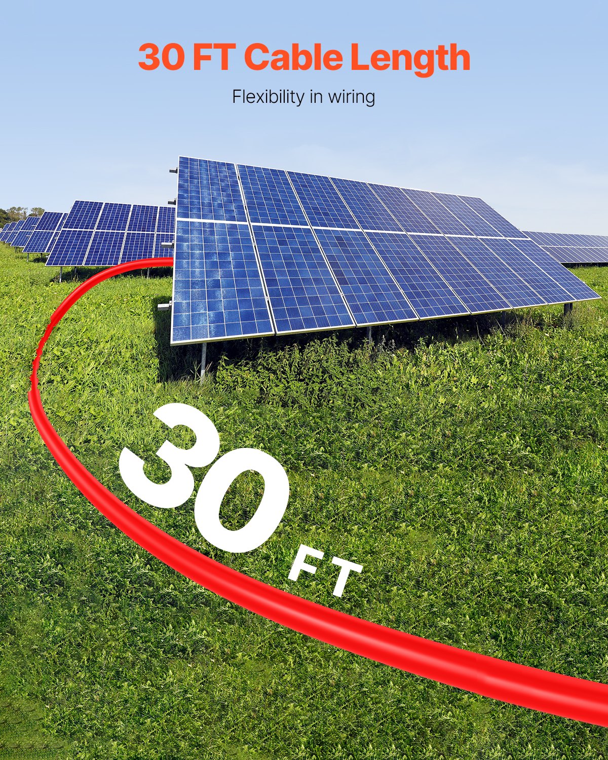 VEVOR 2x Przewód przedłużający do kabla solarnego ze złączami żeńskimi/męskimi 6mm²/10AWG 9,14 m