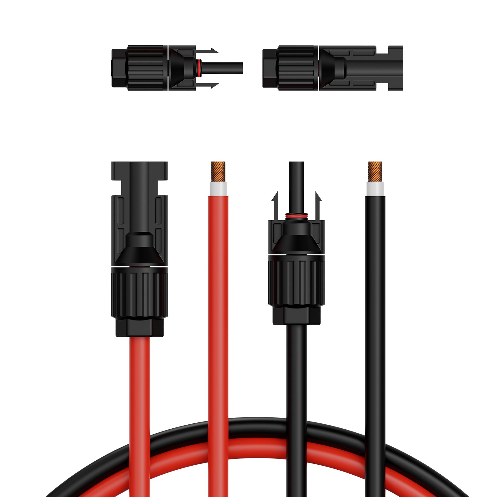 VEVOR 2x Przewód przedłużający do kabla solarnego ze złączami żeńskimi/męskimi 6mm²/10AWG 9,14 m