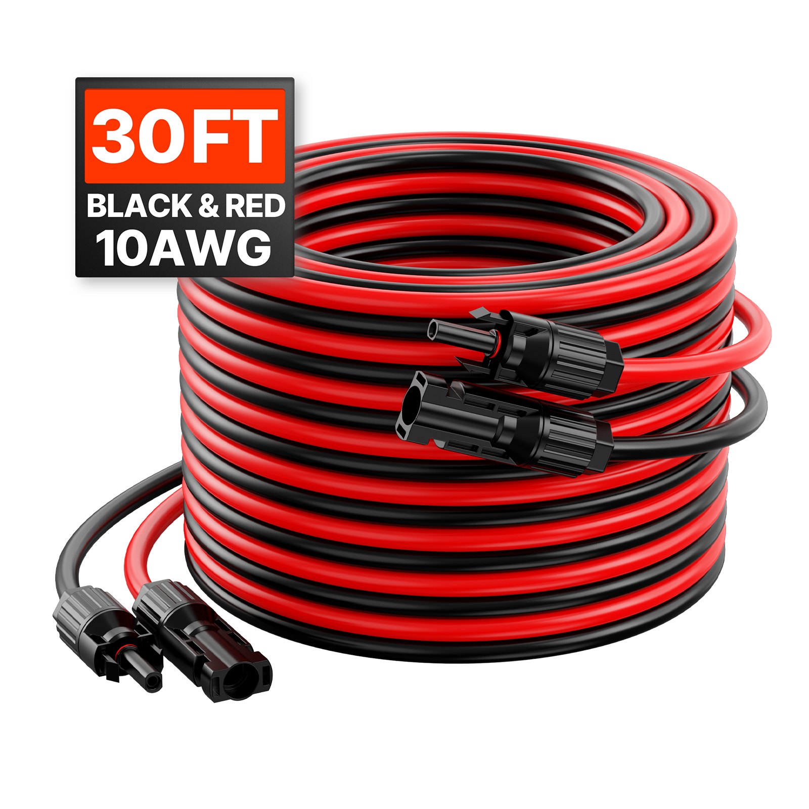 VEVOR 2x Przewód przedłużający do kabla solarnego ze złączami żeńskimi/męskimi 6mm²/10AWG 9,14 m