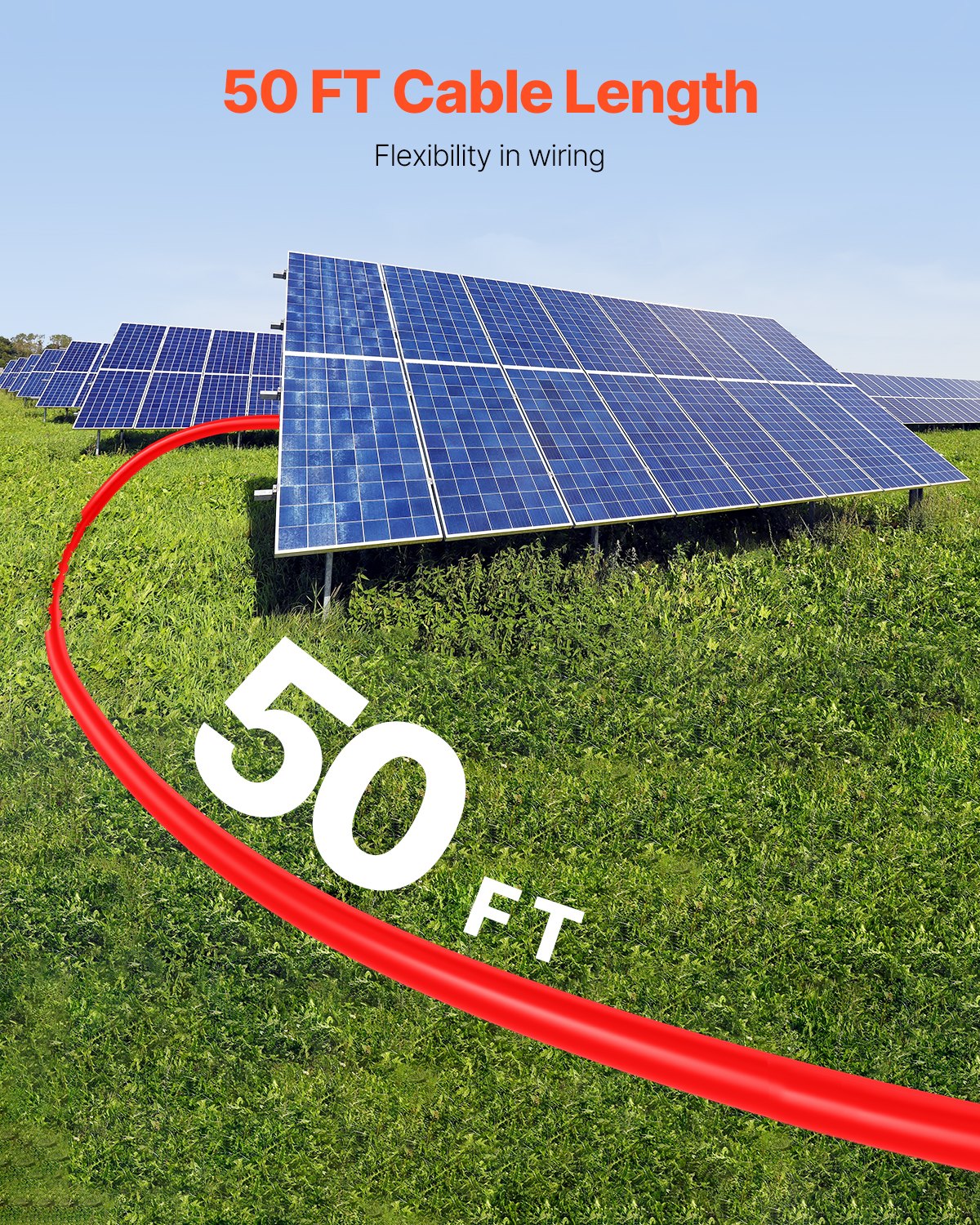 VEVOR 2x Przewód przedłużający do kabla solarnego Złącza żeńskie/męskie 6mm²/10AWG 15,24 m