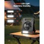 VEVOR 10000 mAh wentylator solarny kempingowy z latarką LED, wentylator 17 cm, bezprzewodowy, ze składanym panelem słonecznym 4 W, 4 prędkości, timer i cichy, zasilany bateryjnie przez USB, do biwakowania, na plac budowy, do biura, na biurko