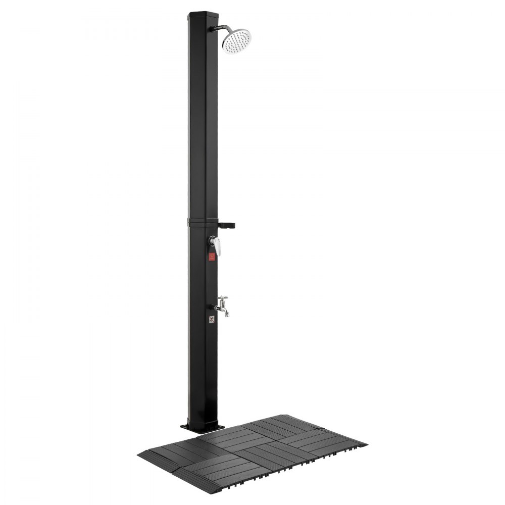 Prysznic solarny VEVOR 35L, prysznic ogrodowy 2160 mm, prysznic zewnętrzny z podstawą i kranem, prysznic basenowy z regulacją ciepłej i zimnej wody, prysznic kempingowy do ogrodu, strefy basenowej, basenu plażowego, czarny