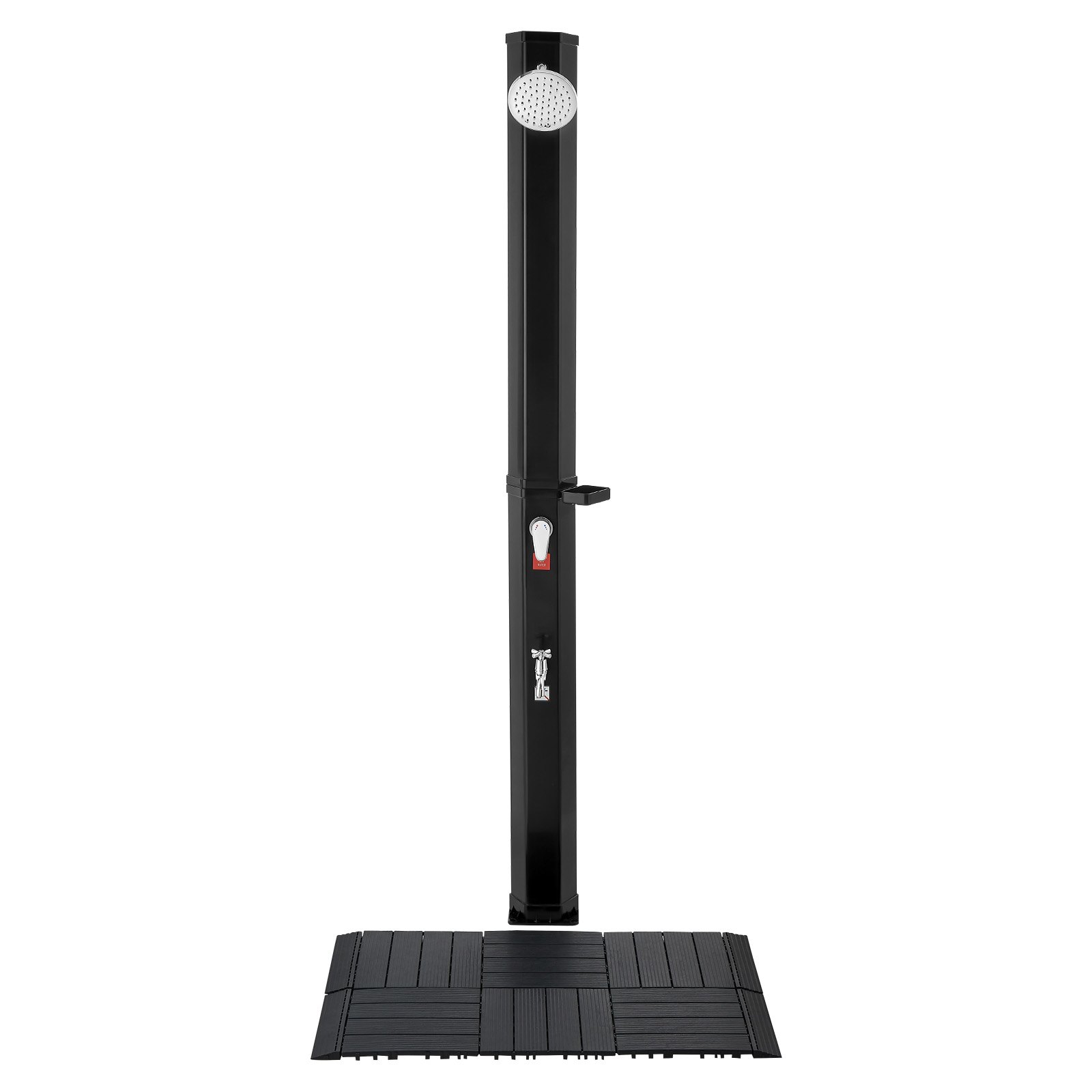 Prysznic solarny VEVOR 35L, prysznic ogrodowy 2160 mm, prysznic zewnętrzny z podstawą i kranem, prysznic basenowy z regulacją ciepłej i zimnej wody, prysznic kempingowy do ogrodu, strefy basenowej, basenu plażowego, czarny