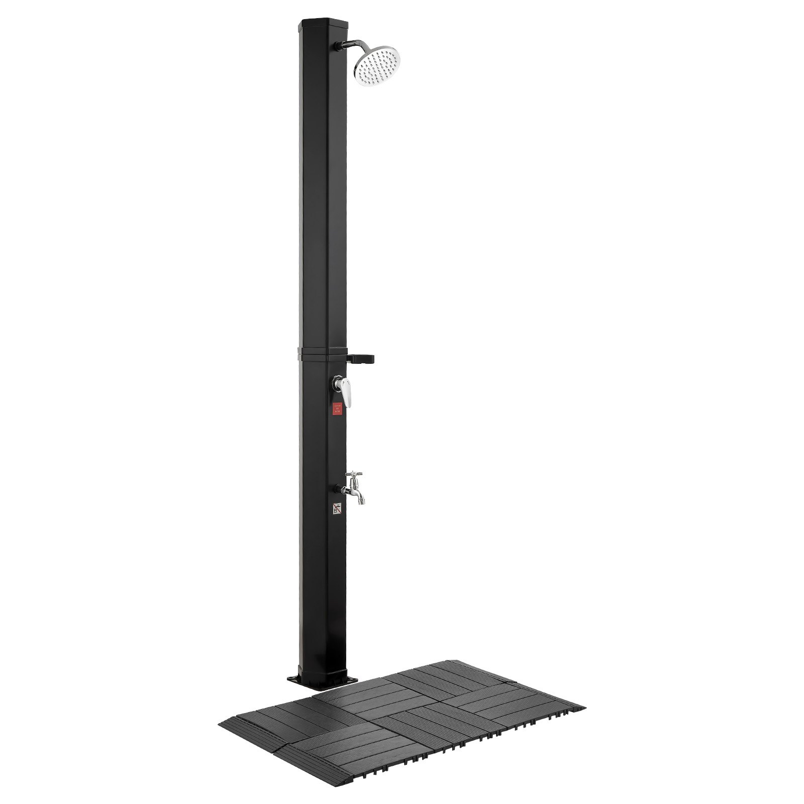 Prysznic solarny VEVOR 35L, prysznic ogrodowy 2160 mm, prysznic zewnętrzny z podstawą i kranem, prysznic basenowy z regulacją ciepłej i zimnej wody, prysznic kempingowy do ogrodu, strefy basenowej, basenu plażowego, czarny