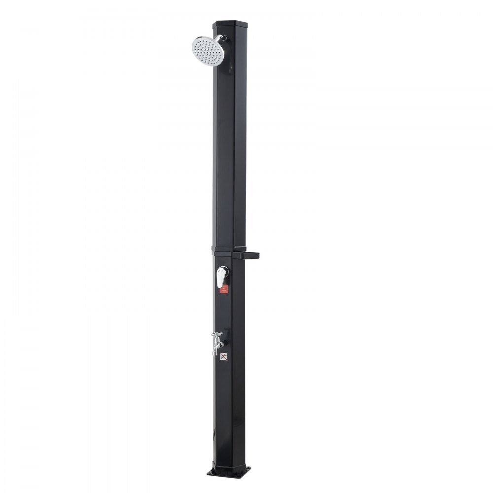 Prysznic solarny VEVOR 35 l, prysznic solarny ogrodowy o wysokości 2160 mm, prysznic basenowy z mydelniczką, sterowanie ciepłą i zimną wodą, wolnostojący, prysznic kempingowy do ogrodu, strefy basenowej, basenu plażowego, czarny
