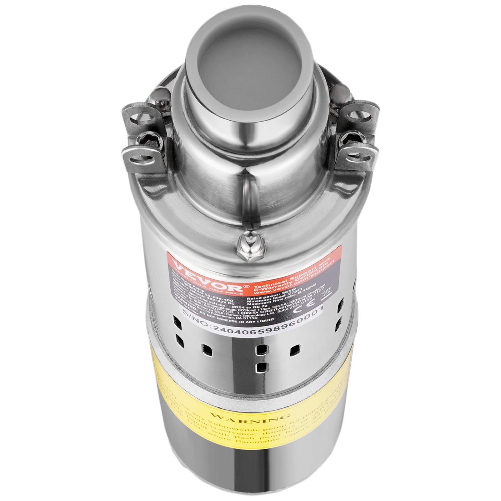 Pompa wodna solarna VEVOR, 48 V DC, 369 W, pompa do studni głębinowych, maks. przepływ 8,4 GPM, maks. wysokość podnoszenia 83,29 m, pompa wodna zasilana energią słoneczną do studni, nawadnianie gospodarstw rolnych, pojenie zwierząt gospodarskich