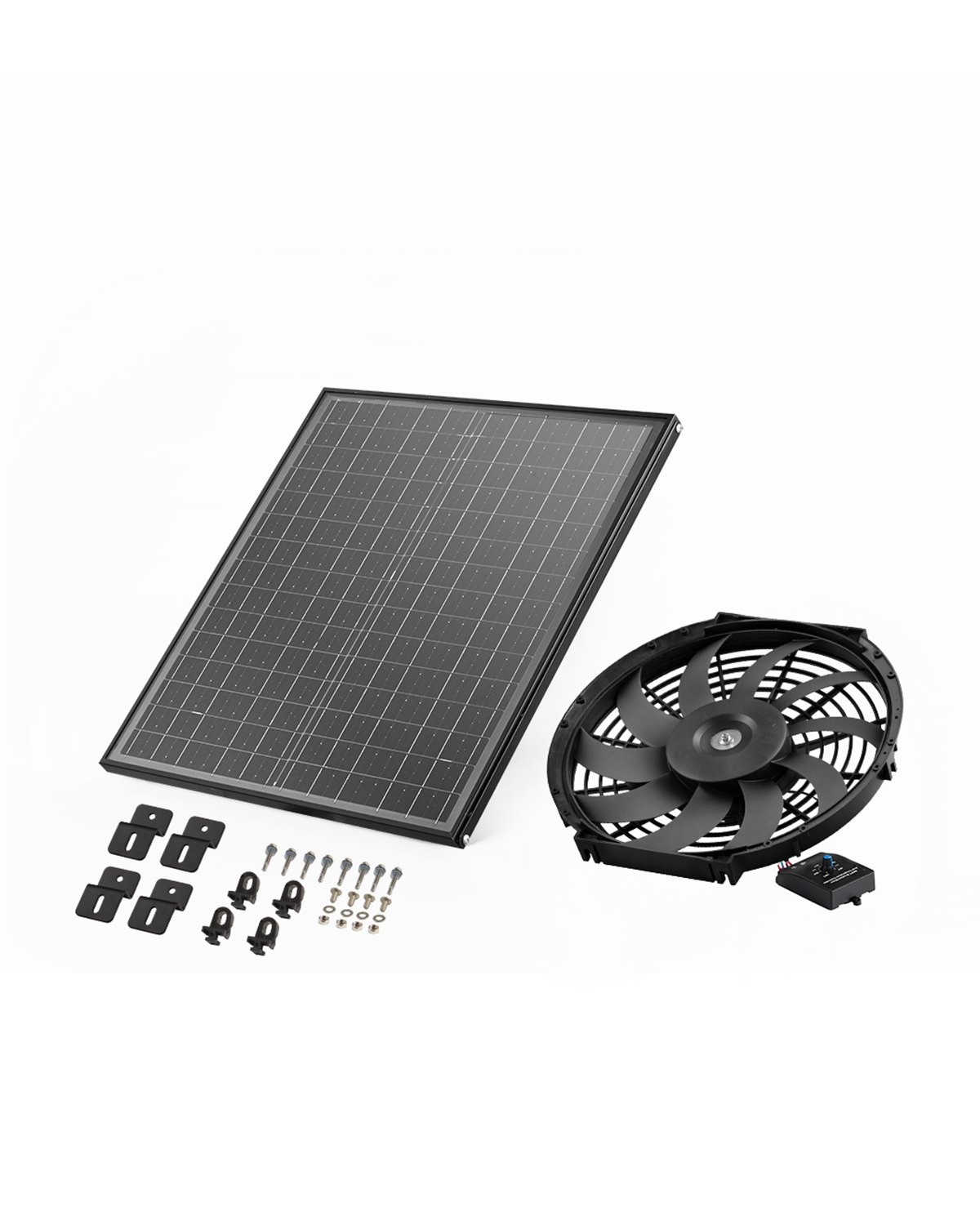 VEVOR Solar Fan, Ventilation, Fan, Φ340x70 mm, Attic Exhaust Fan with Adjustable Thermostat, External Grille, 1300 CFM Airflow Capacity, for Gables, Roofs, Garages, Workshops