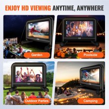 Nadmuchiwany ekran projekcyjny VEVOR Wykonany z PVC 254 cm 1080P, 4K, 3D, HDR Zewnętrzny kryty przenośny ekran projektora Ekran filmowy 16:9 do kina domowego, ogrodu, kempingu, imprez rekreacyjnych itp.
