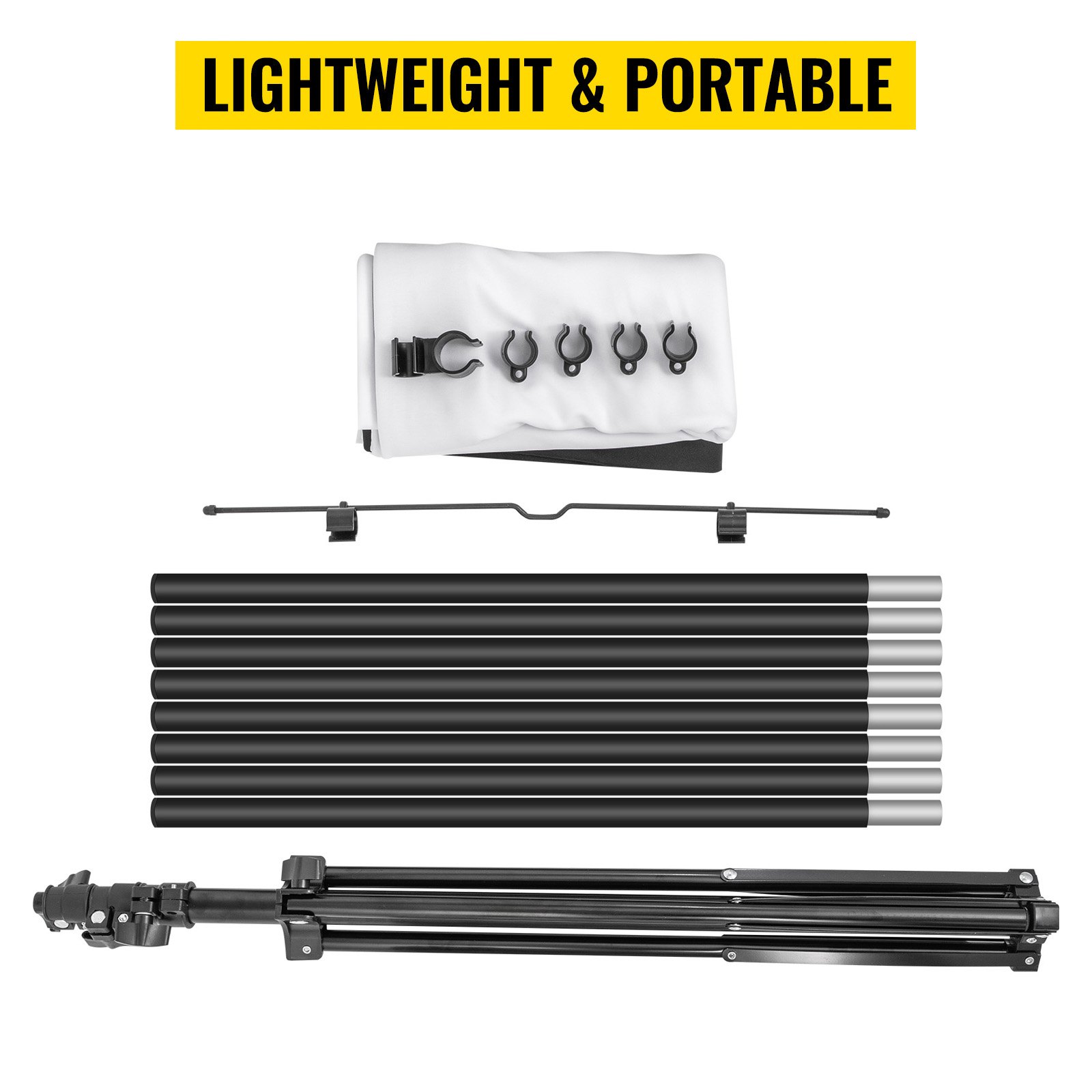 Ekran projekcyjny VEVOR 16:9, statyw 4K HD, ekran prezentacyjny, powierzchnia projekcyjna na ścianę, 160x95 cm, statyw o regulowanej wysokości 200-250 cm, idealny do kina domowego, sal konferencyjnych, wesel