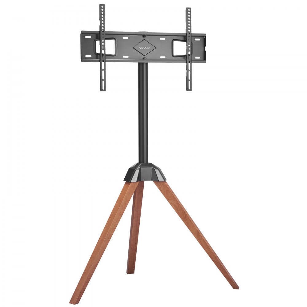 Stojak pod telewizor VEVOR ze statywem do telewizorów płaskich i zakrzywionych o przekątnej 1016–1651 mm i wadze do 45 kg, obrót w lewo i prawo o 18°, przenośny stojak pod telewizor z drewnianymi nogami do sypialni, salonu, studia