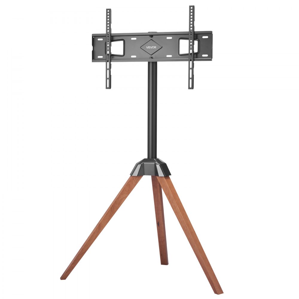 Stojak pod telewizor VEVOR ze statywem do telewizorów płaskich i zakrzywionych o przekątnej 1016–1651 mm i wadze do 45 kg, obrót w lewo i prawo o 18°, przenośny stojak pod telewizor z drewnianymi nogami do sypialni, salonu, studia