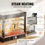 VEVOR 3-poziomowy podgrzewacz do żywności komercyjnej, 1200 W, z oświetleniem, regulowaną półką i wyświetlaczem temperatury, podgrzewanie parowe 30–85°C, 111 l do hamburgerów, pizzy, chleba i smażonego kurczaka