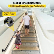 VEVOR Poręcze schodowe Balustrady schodowe 3m Retro poręcz wodociągowa Poręcz przemysłowa 200 kg nośność
