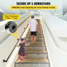 VEVOR Poręcze schodowe Balustrady schodowe 270cm Retro poręcz wodociągowa Poręcz przemysłowa 200kg nośność