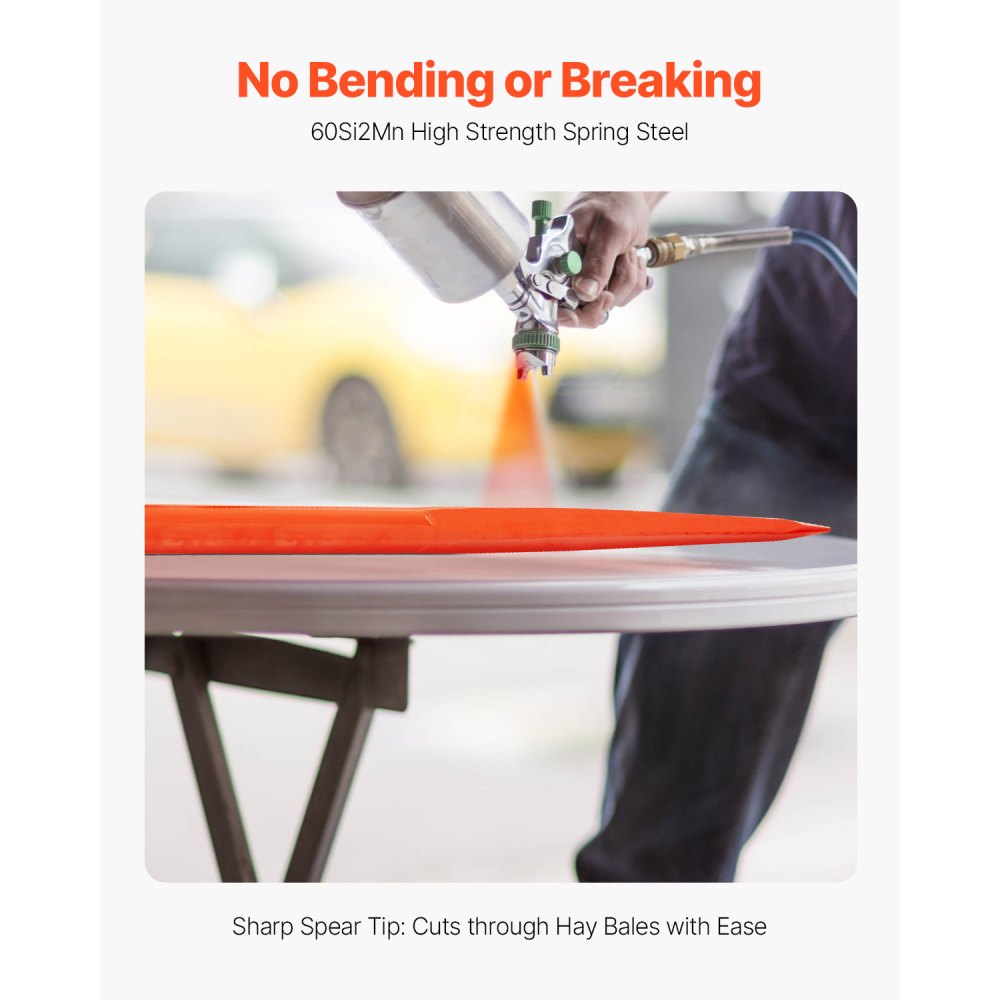 Zęby ładowacza czołowego VEVOR o udźwigu 725 kg, zęby do bel, szpikulec do bel, widły do ​​transportu bel z jednym szpikulcem i dwoma stabilizującymi szpikulcami, wytrzymałe zęby, kompatybilne z ładowarkami burtowymi i ciągnikami