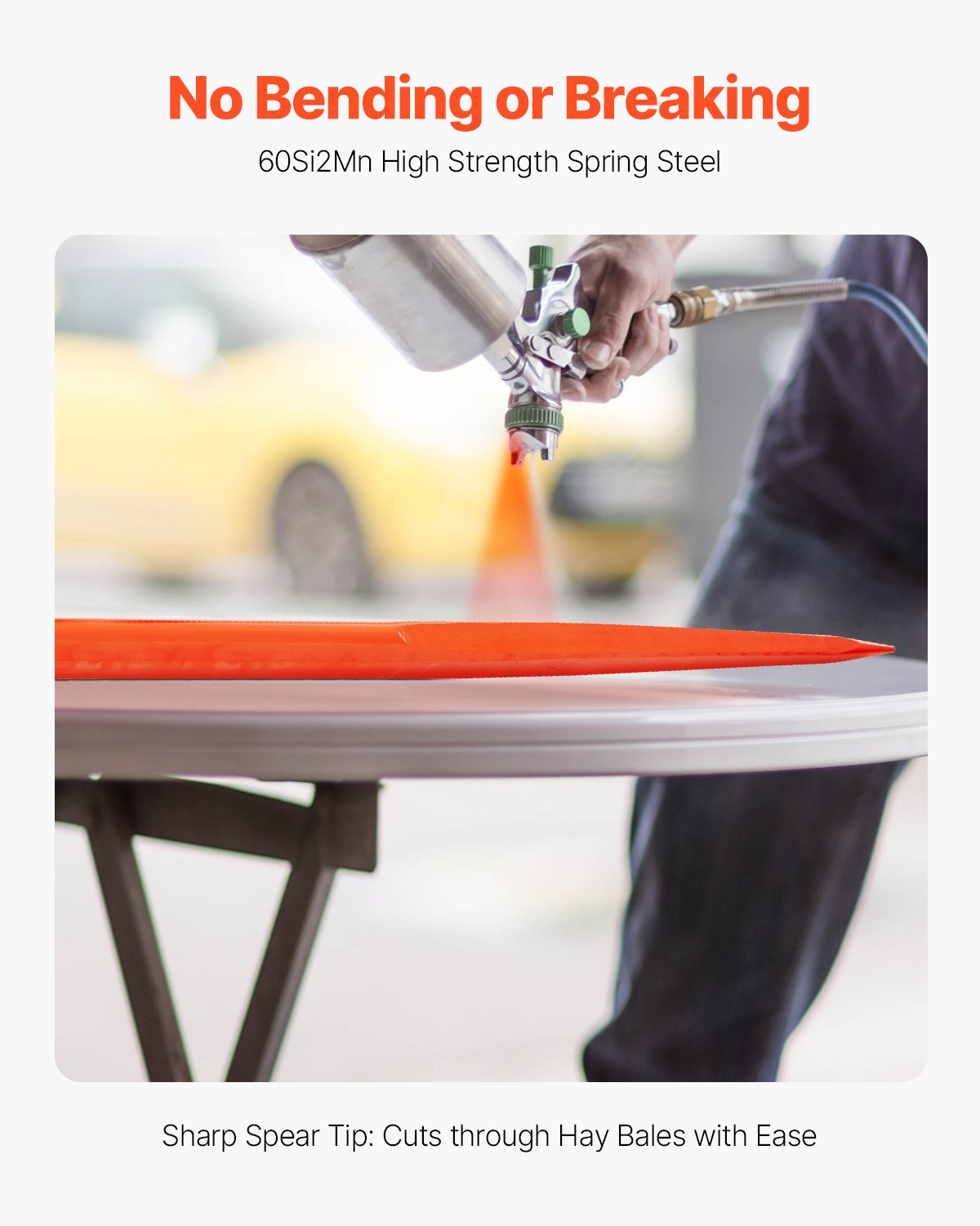 Zęby ładowacza czołowego VEVOR o udźwigu 725 kg, zęby do bel, szpikulec do bel, widły do ​​transportu bel z jednym szpikulcem i dwoma stabilizującymi szpikulcami, wytrzymałe zęby, kompatybilne z ładowarkami burtowymi i ciągnikami