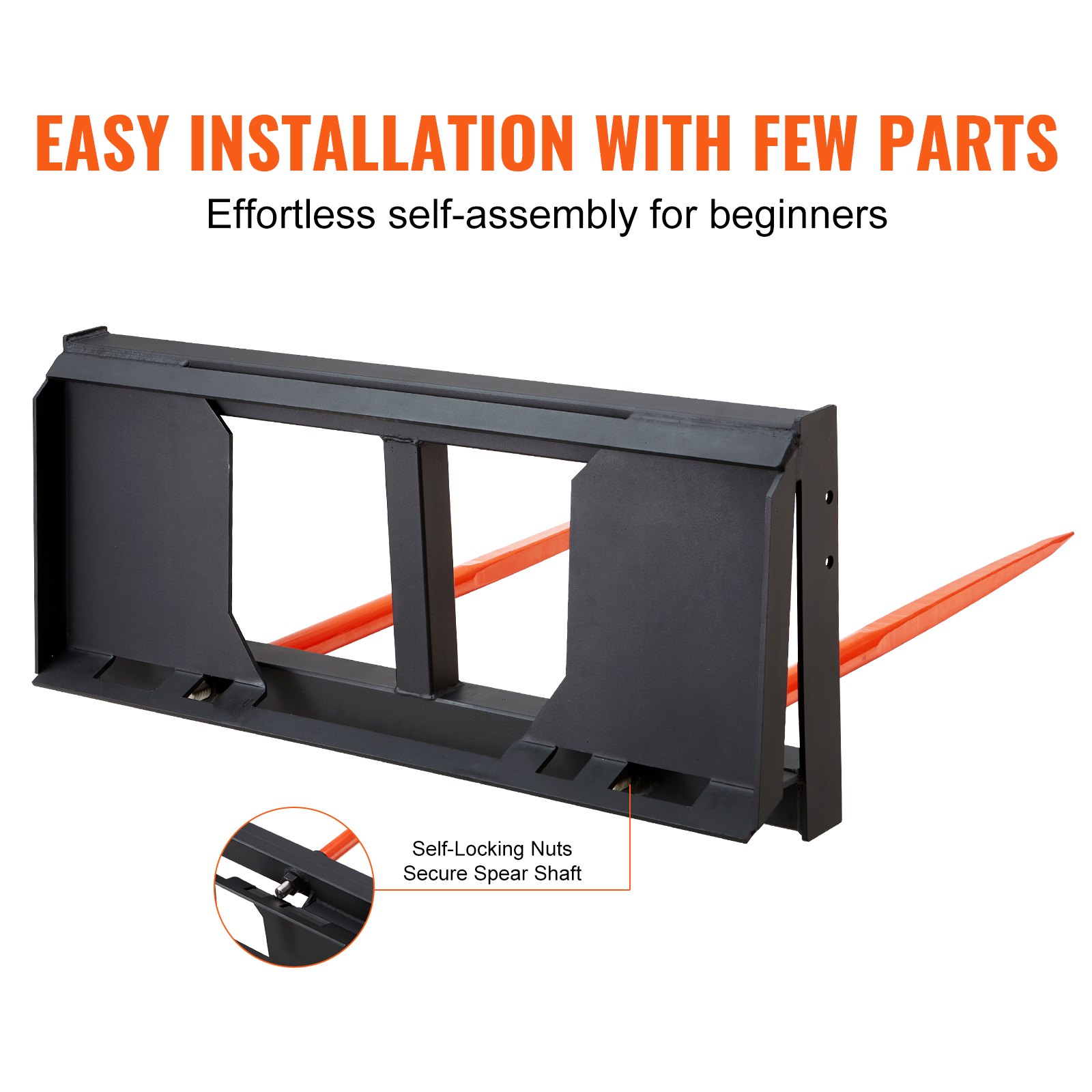 Zęby ładowacza czołowego VEVOR o udźwigu 1360 kg, zęby do bel ze stali sprężynowej, widły do ​​transportu bel z dwoma kolcami 124 cm, wytrzymałe zęby, kompatybilne z ładowarkami burtowymi i ciągnikami