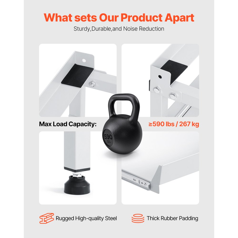 Podstawa pralki VEVOR, 1230x635x625 mm, 1230x635x625 mm, nośność 267 kg, podstawa pralki i suszarki z podwójnymi półkami, 4 regulowane nóżki do podnoszenia pralki