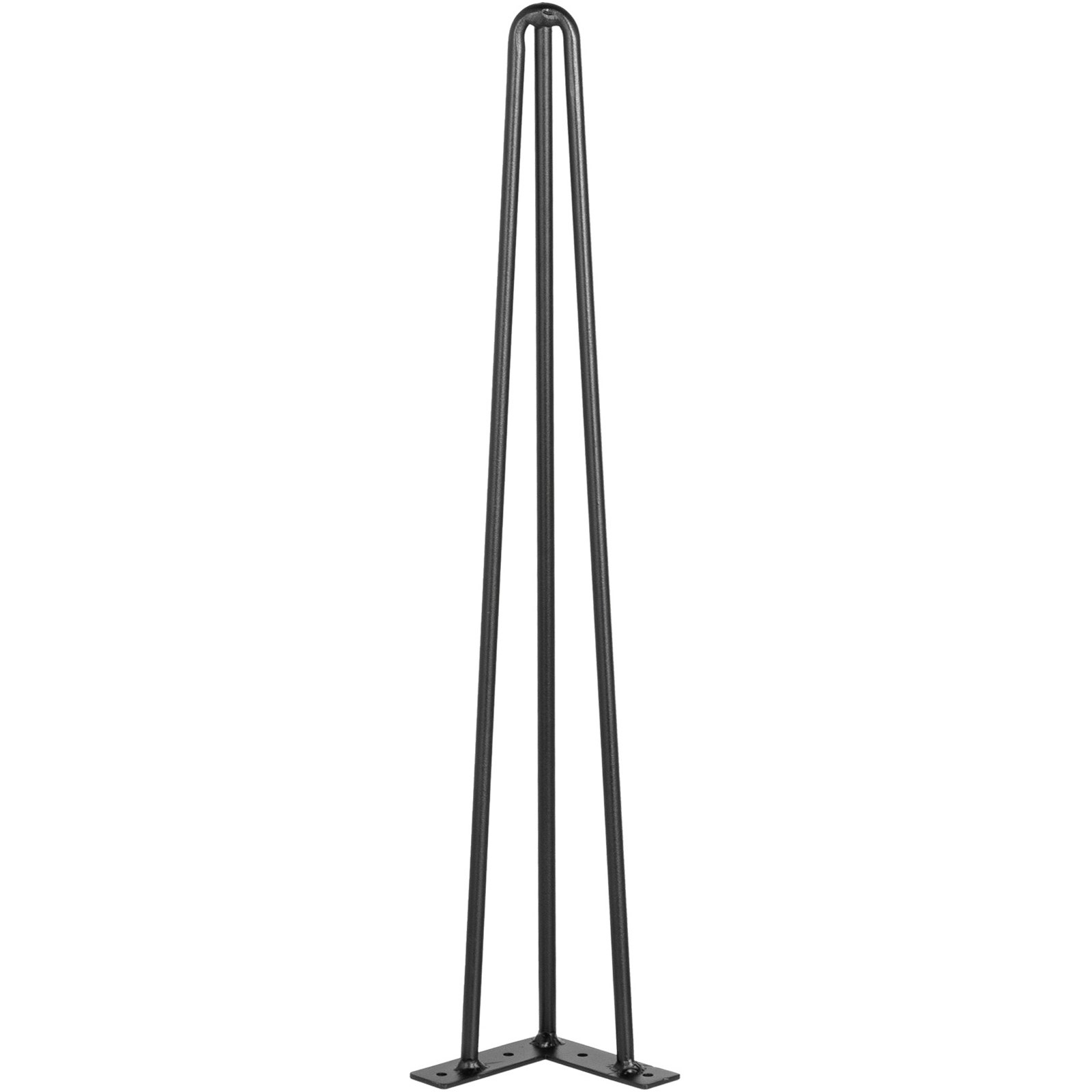 Noga stołu VEVOR w kształcie szpilki 24 cale 61 cm, regulowane, wymienne nóżki meblowe DIY, metalowe nogi stołowe w kolorze czarnym, 4 sztuki, z 4 gumowymi stopkami podłogowymi, nogi stołu w kształcie szpilki 3 słupki, noga w kształcie szpilki ze stali węglowej