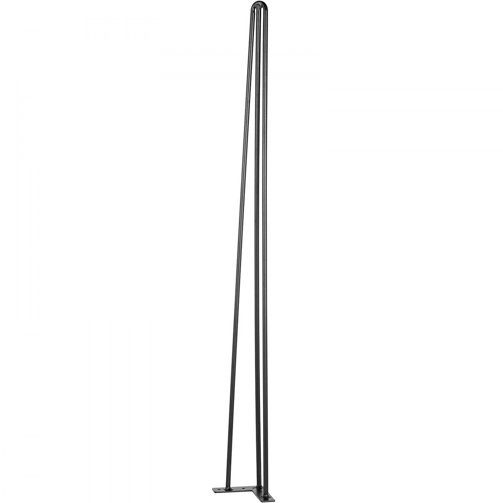 VEVOR Noga stołu w kształcie spinki 34 cale 86,3 cm, Nogi stołu metalowe czarne 4 sztuki, Nogi stołu w kształcie spinki 3 słupki, Noga w kształcie spinki ze stali węglowej z 4 gumowymi stopkami podłogowymi, Regulowane wymienne nóżki meblowe DIY