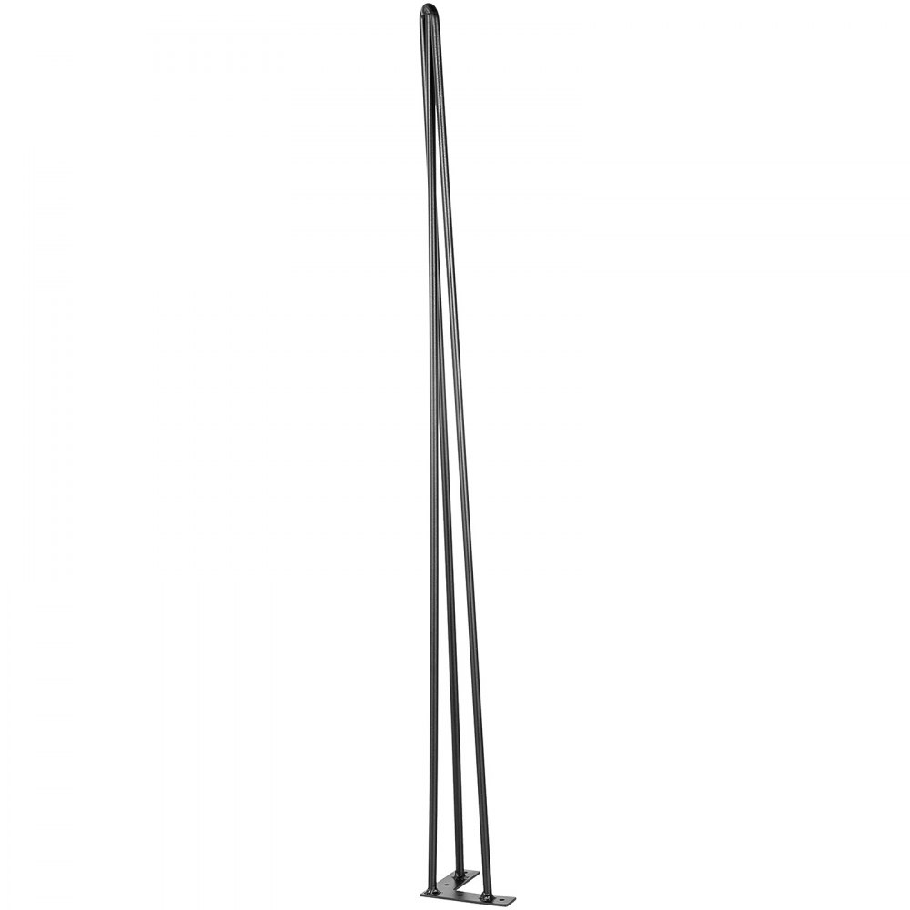 VEVOR Noga stołu w kształcie spinki 34 cale 86,3 cm, Nogi stołu metalowe czarne 4 sztuki, Nogi stołu w kształcie spinki 3 słupki, Noga w kształcie spinki ze stali węglowej z 4 gumowymi stopkami podłogowymi, Regulowane wymienne nóżki meblowe DIY