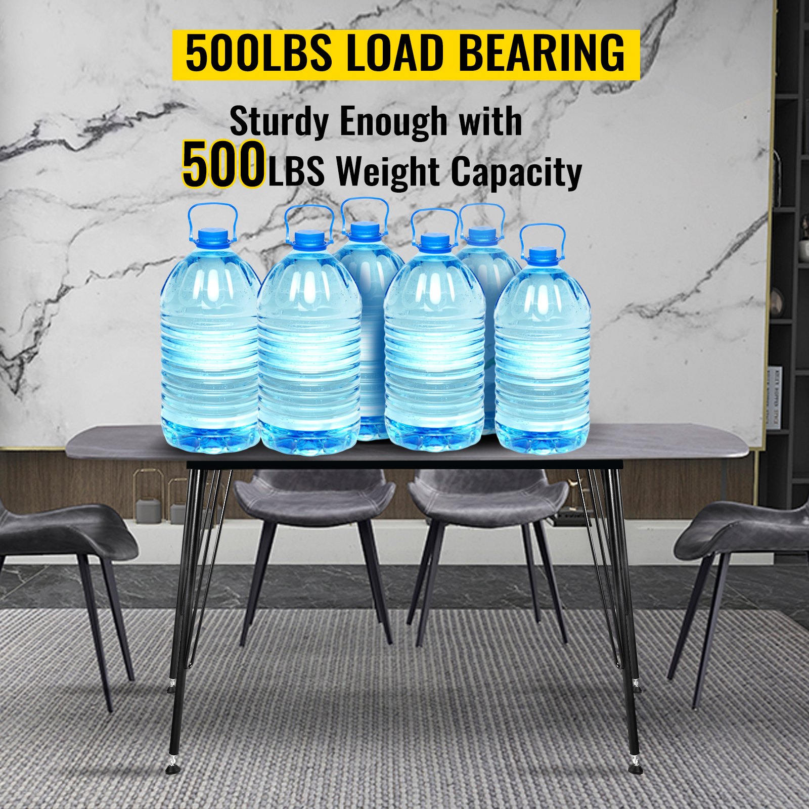 Nogi do stołu VEVOR z metalowymi spinkami, nogi do biurka 28", zestaw 4 szt., wytrzymałe nogi do ławki, nogi do mebli z 3 drążkami, nogi do stolika kawowego z kutego żelaza, nogi do mebli do stołów jadalnych, z gumowymi ochraniaczami podłogi