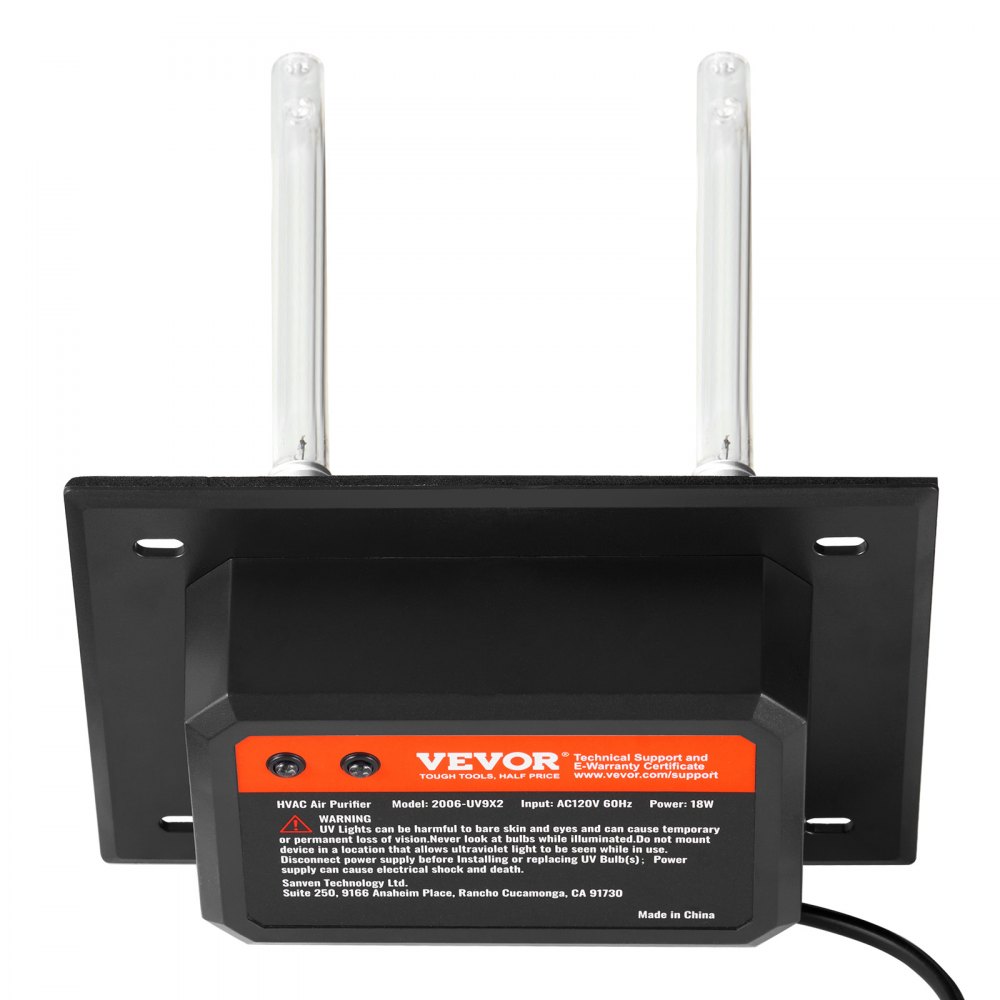VEVOR HVAC Oczyszczacz powietrza do całego domu, 18 W, 175 mm, lampa UV UVC do kanałów klimatyzacyjnych, oczyszczacz powietrza z 2 zapasowymi żarówkami, lampy HVAC UV, oczyszczacz powietrza do klimatyzatorów