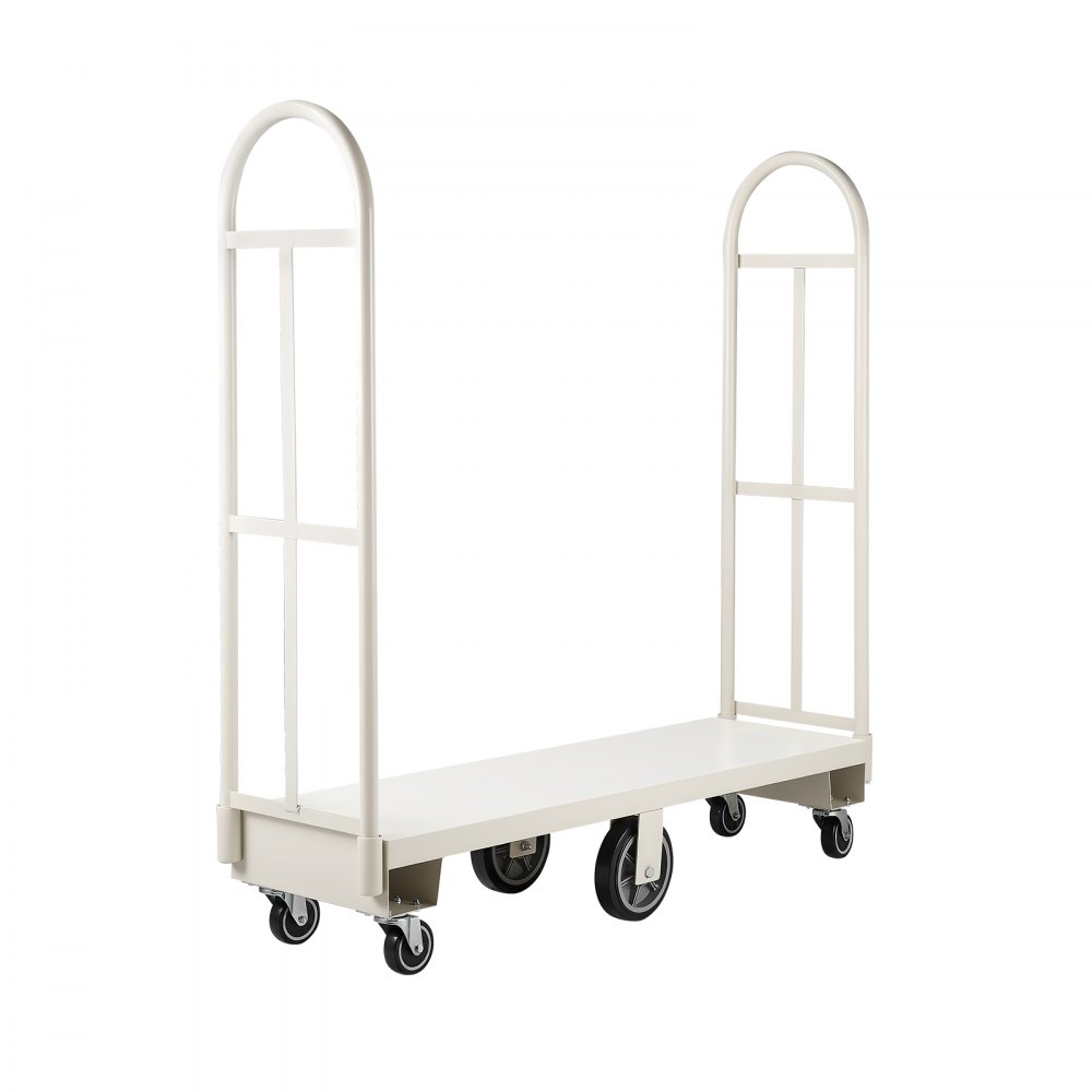 Wózek platformowy VEVOR 907 kg, wózek transportowy o dużej wytrzymałości, przemysłowy wózek magazynowy z 6 kołami i dwoma zdejmowanymi uchwytami, do magazynów, warsztatów, fabryk, 1525 x 410 x 1510 mm