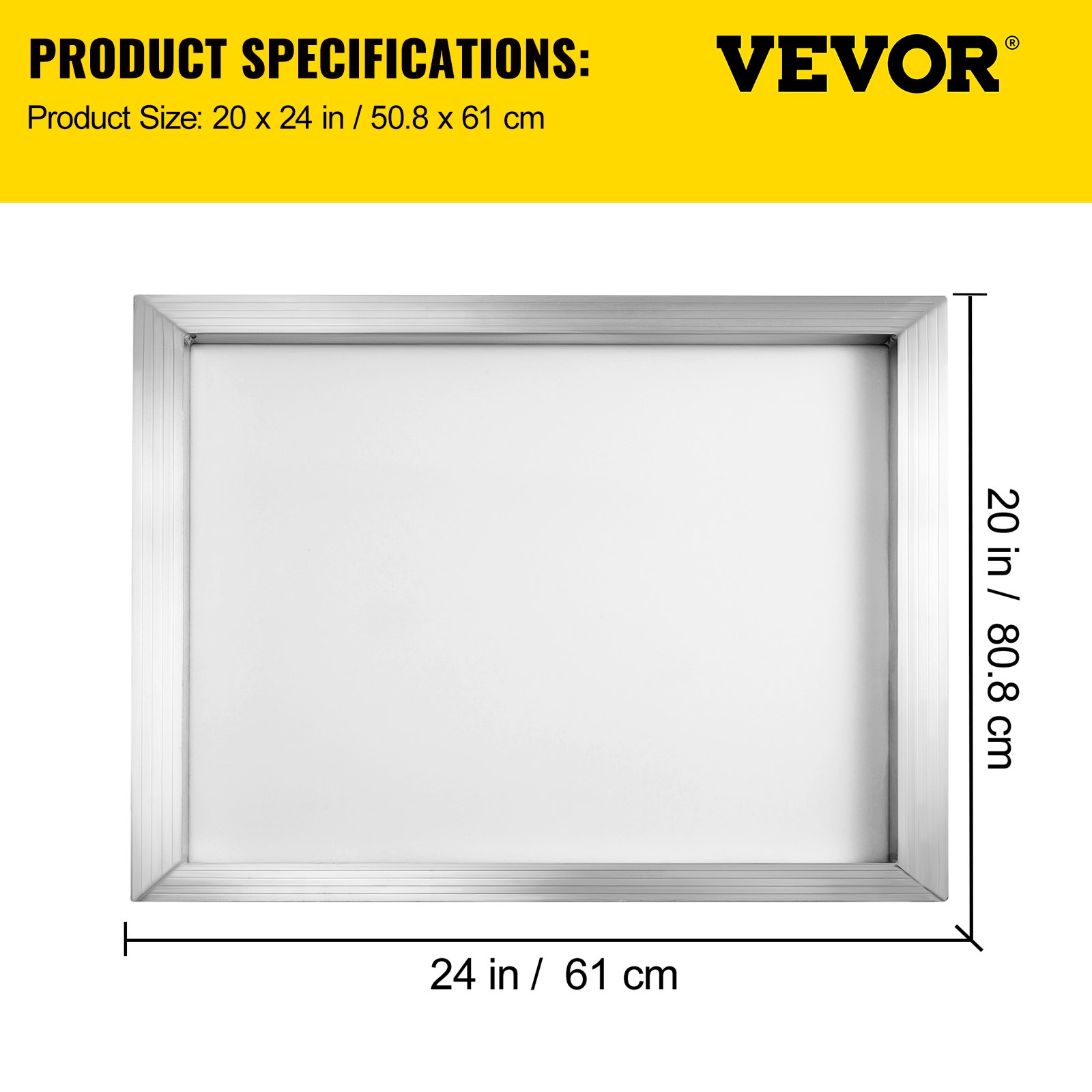 Ramki do sitodruku VEVOR 50cm x 60cm aluminium Zestaw 6 sztuk 43T biały antykorozyjny