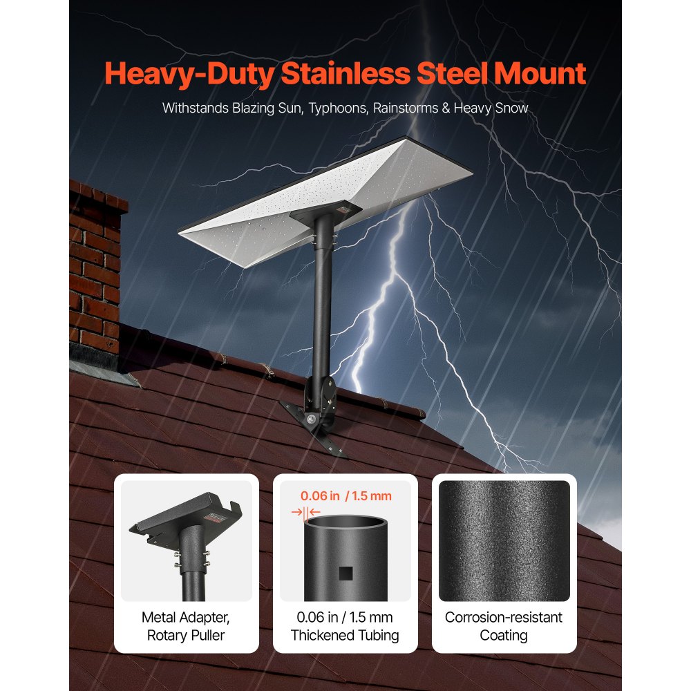 Uchwyt dachowy VEVOR Starlink Gen 3, 180x140x520 mm, regulowany kąt 30°-150°, z zestawem akcesoriów montażowych, wytrzymały adapter stalowy, rura łącząca 410 mm, kompatybilny z Gen 3 i V3, czarny