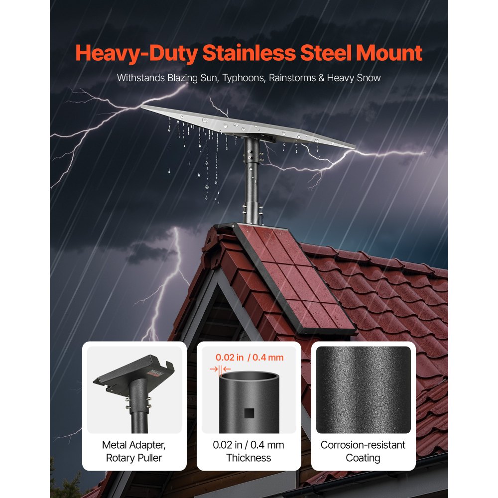 Uchwyt VEVOR Starlink Gen 3, 900x200x380 mm, regulowany uchwyt dachowy 45°-135°, z zestawem akcesoriów montażowych, wytrzymały adapter stalowy, rura łącząca 250 mm, kompatybilny z Gen 3 i V3, czarny