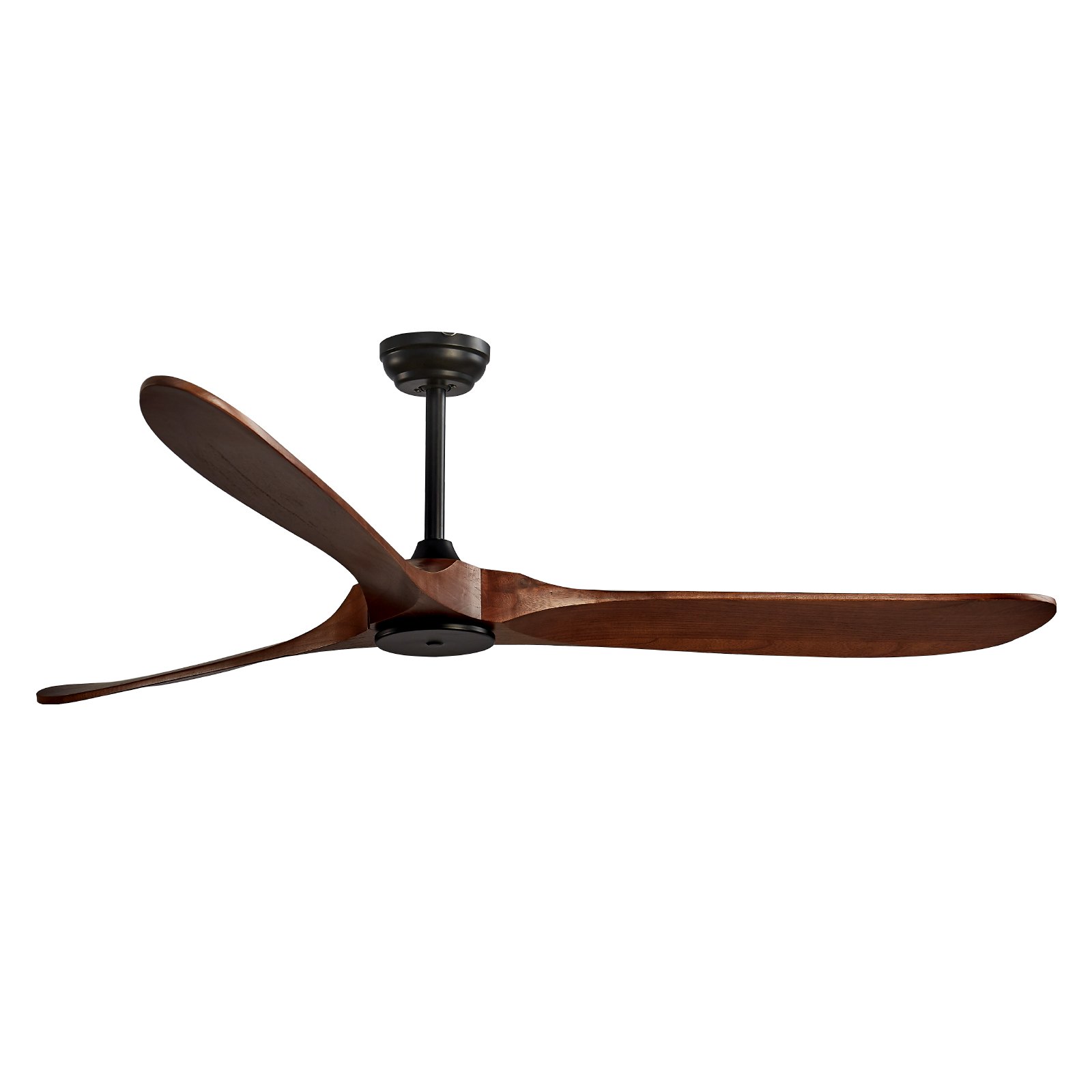 Wentylator sufitowy VEVOR 180 cm bez oświetlenia, 6-biegowy pilot, 3 drewniane łopatki, odwracalny silnik prądu stałego, wentylator zewnętrzny do sypialni, salonu, patio, do użytku wewnątrz i na zewnątrz, orzech