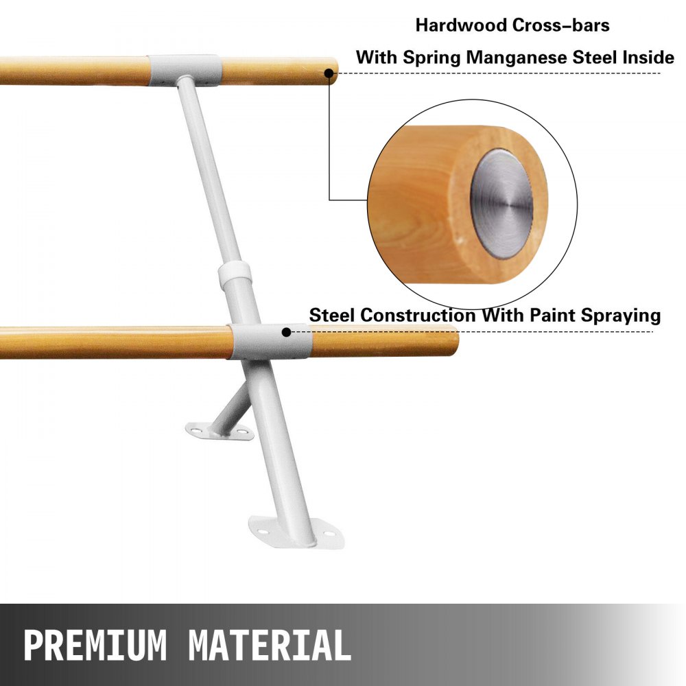 4M Barre Ballet Bar Ściana Stretch Drabinka Double Bar White Dance Training