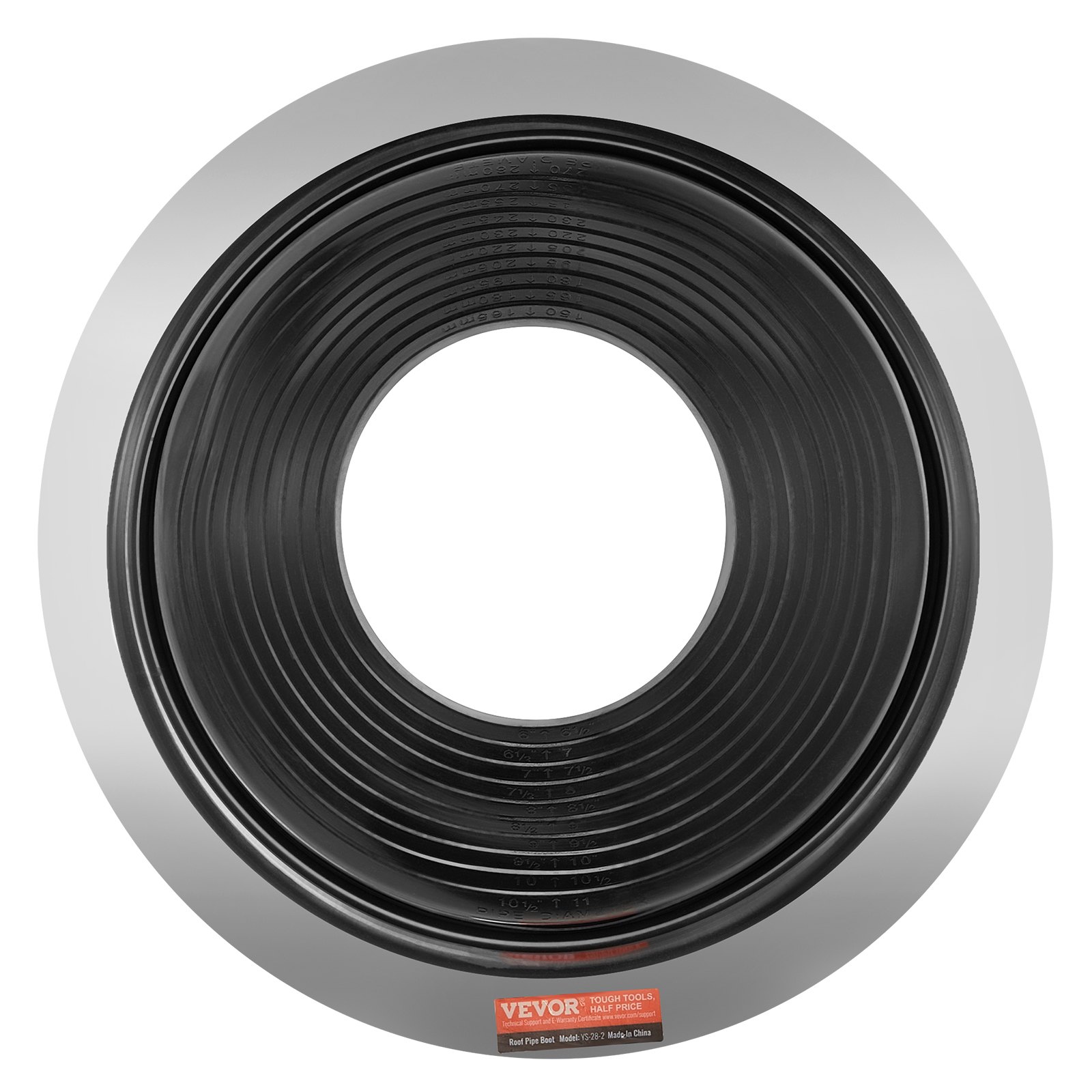VEVOR 2-piece pipe collar set, suitable for pipe outer diameters from 150 to 280 mm, EPDM roof penetration, roof sealing flange -55 to 100℃, for chimneys, wood stoves and external ventilation pipes