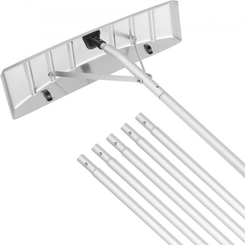 Łopata do śniegu dachowa VEVOR 64 cm, zakres regulacji od 1,52 do 6,4 m, odśnieżarka dachowa wykonana z aluminium i ABS, łopata do śniegu z kółkami ochronnymi i antypoślizgowym uchwytem odśnieżarka