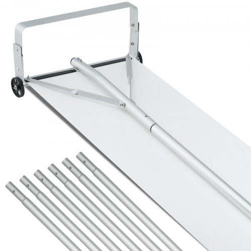 Łopata do śniegu dachowa VEVOR 48 cm, zasięg do 9 m, odśnieżarka dachowa wykonana z aluminium, łopata do śniegu z kółkami ochronnymi, antypoślizgowy uchwyt i tkanina ślizgowa. Odśnieżarka dachowa