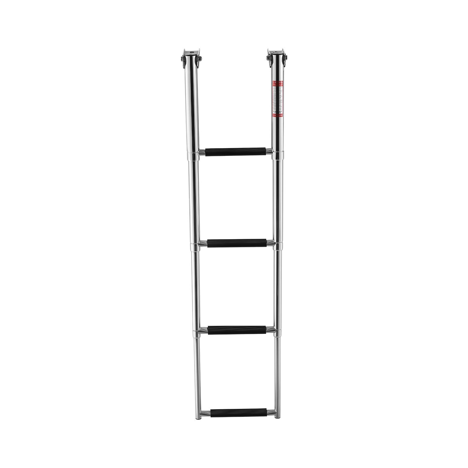 VEVOR Rozkładana drabina do łodzi, drabina do pływania z 4 stopniami i pedałem antypoślizgowym, pływająca drabina pokładowa o udźwigu 408 kg do dostępu rufowego, teleskopowa drabina ze stali nierdzewnej 304 do łodzi, doków, pontonów i basenów