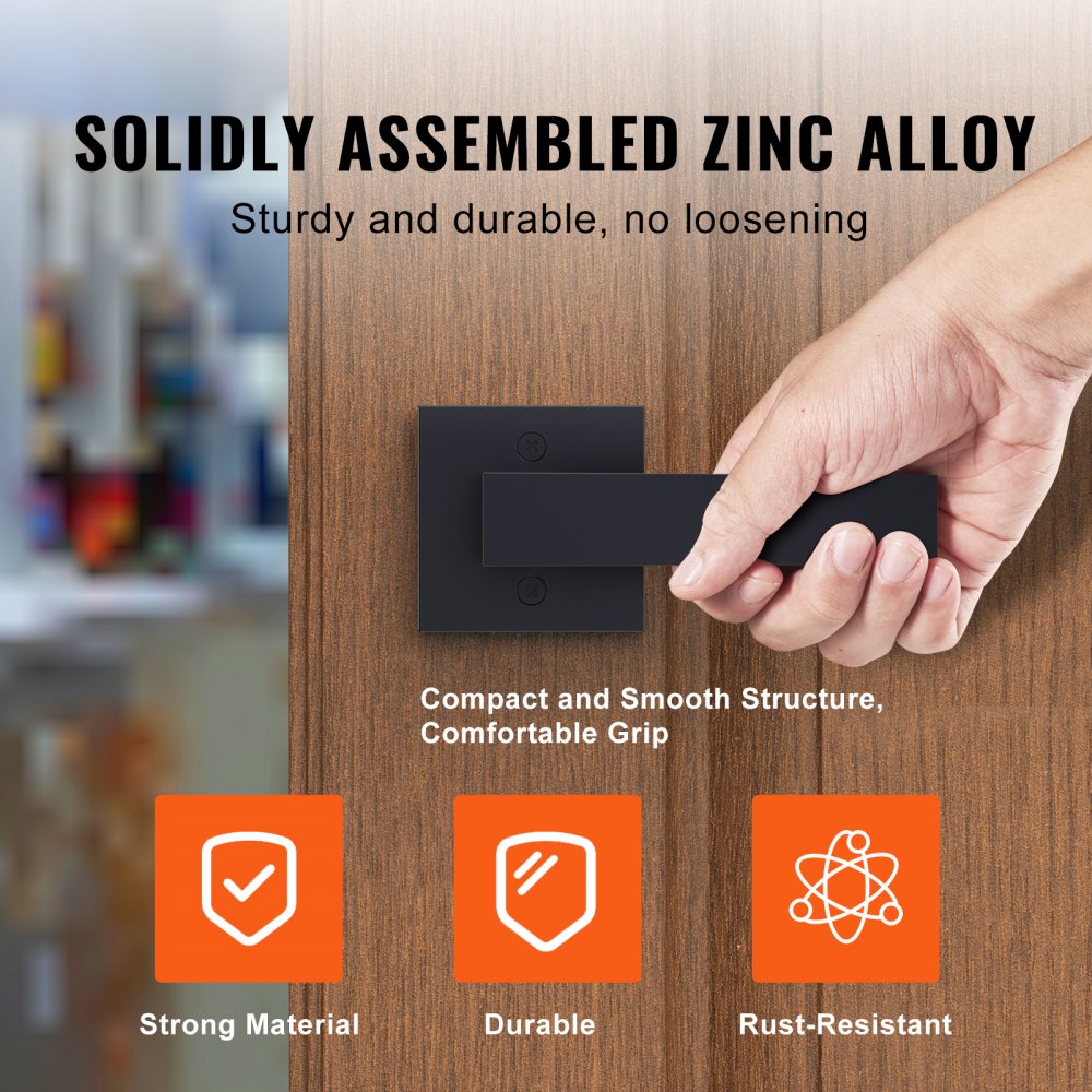 VEVOR 145 x 145 mm Atrapa klamki do drzwi, 1 sztuka uchwytów do szafek, dekoracyjne klamki do drzwi, klamka odpowiednia do drzwi łazienkowych, klamka do drzwi szafy, czarne uchwyty meblowe, stylowe kwadratowe