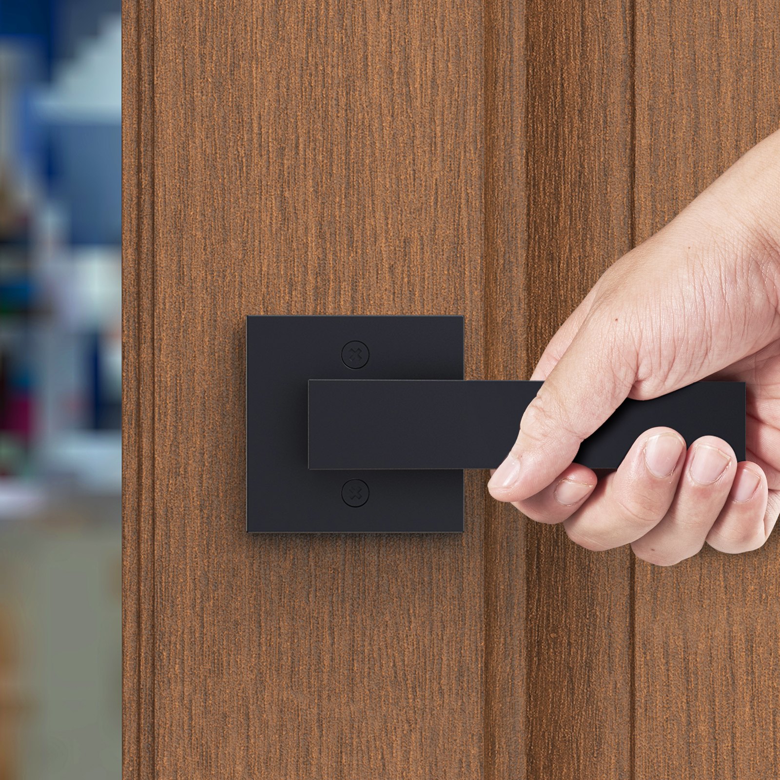 VEVOR 145 x 145 mm Atrapa klamki do drzwi, 1 sztuka uchwytów do szafek, dekoracyjne klamki do drzwi, klamka odpowiednia do drzwi łazienkowych, klamka do drzwi szafy, czarne uchwyty meblowe, stylowe kwadratowe