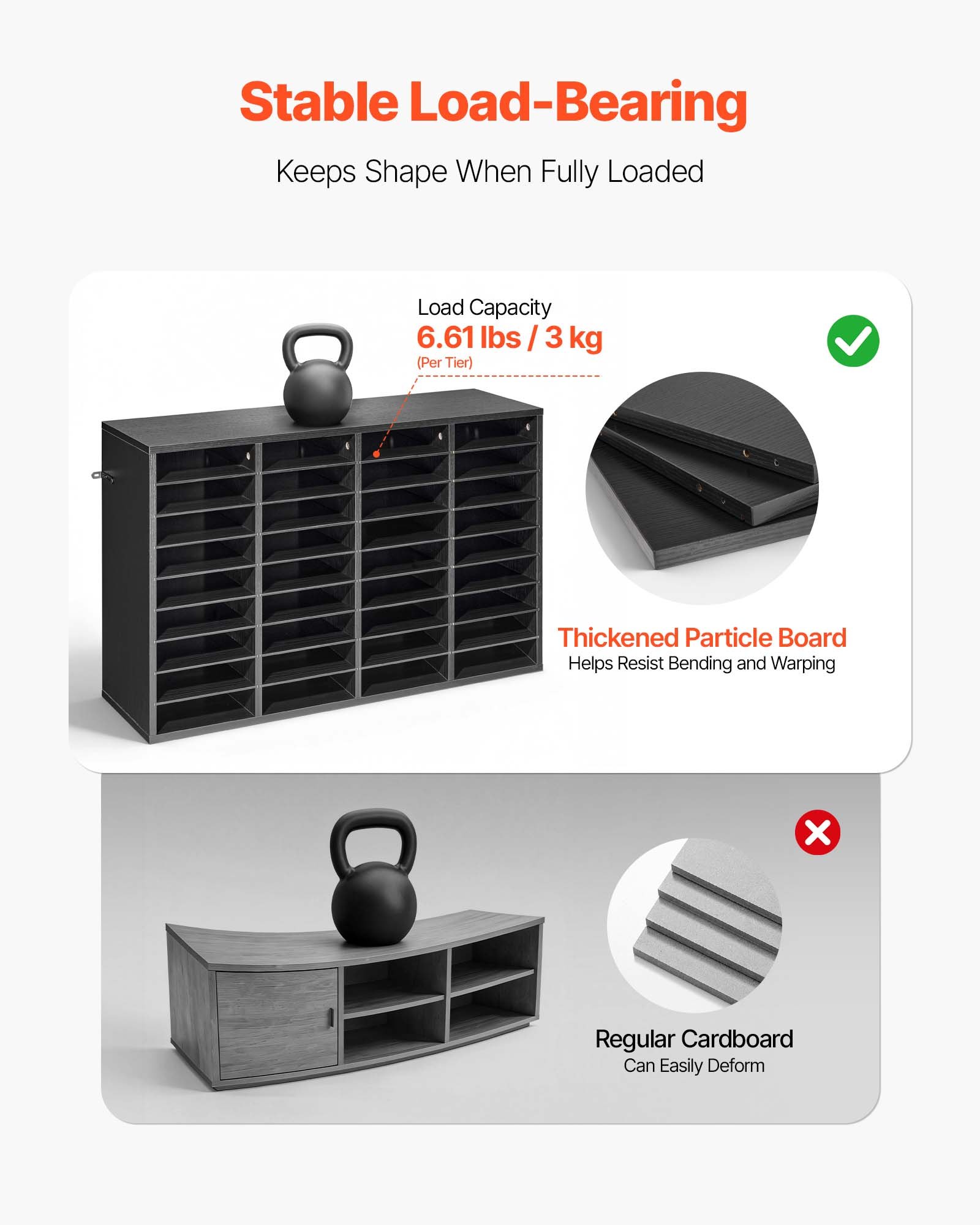 Tacka na dokumenty VEVOR z 36 przegródkami i wyjmowanymi półkami, drewniana tacka na dokumenty, uchwyt na dokumenty do biura, domu, klasy, organizer na dokumenty, dokumenty i papiery, kolor czarny