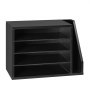 VEVOR Literature Organizer, 4 Compartments Office Mailbox with Detachable Shelves, Wooden Mailbox Sorter with Side Vertical Storage, Countertop Office Home Organizer for File, Document, Paper, Black