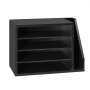 VEVOR Literature Organizer, 4 Compartments Office Mailbox with Detachable Shelves, Wooden Mailbox Sorter with Side Vertical Storage, Countertop Office Home Organizer for File, Document, Paper, Black