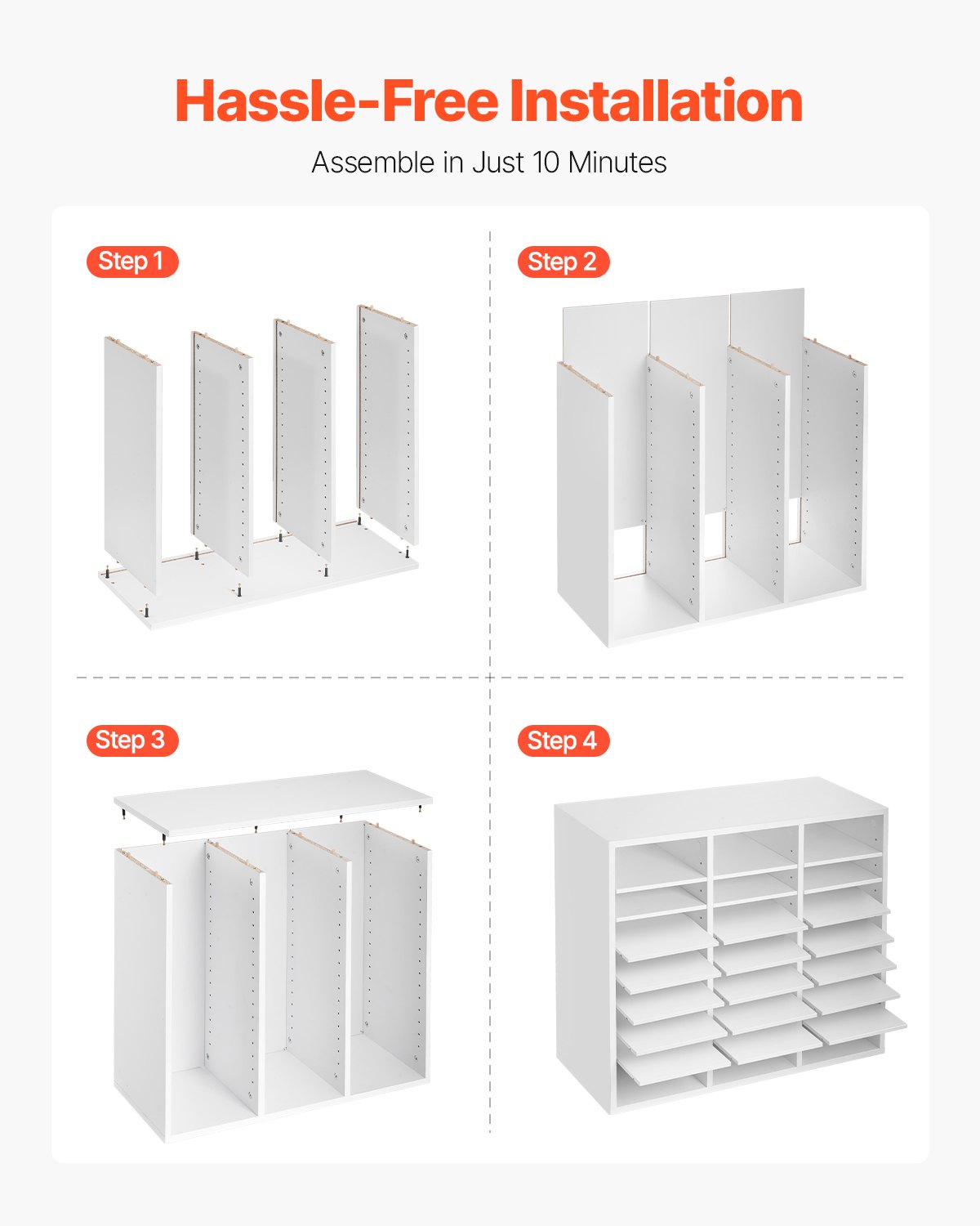 VEVOR Literature Organizer Document Tray with 24 Compartments & Adjustable Shelves, File Sorter Letter Tray Document Storage Made of Chipboard and MDF, Storage for Office Classroom White