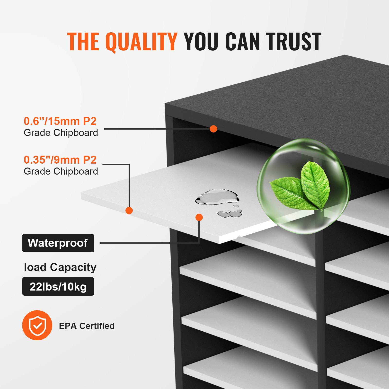 VEVOR Drewniany organizer na literaturę z 27 przegródkami, regulowane półki, organizer z płyty pilśniowej średniej gęstości, przechowywanie plików, dokumentów, papierów, czasopism w biurze, domu, szkole, czarny