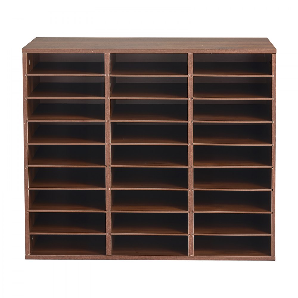 VEVOR Wood Literature Organizer 27 Compartments Office Mailboxes Brown, Countertop Literature Sorter for Files Documents Papers, with Adjustable Shelves, for Office, Home, Classroom Organization